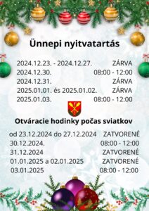 Otváracie hodinky počas sviatkov 1